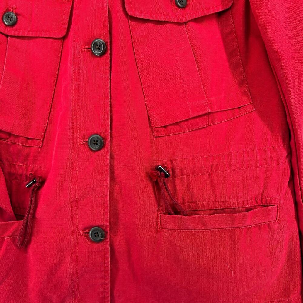 GAP Jacket Womens M Twill Field Safari Utility Button Front Cotton Red - Picture 7 of 11